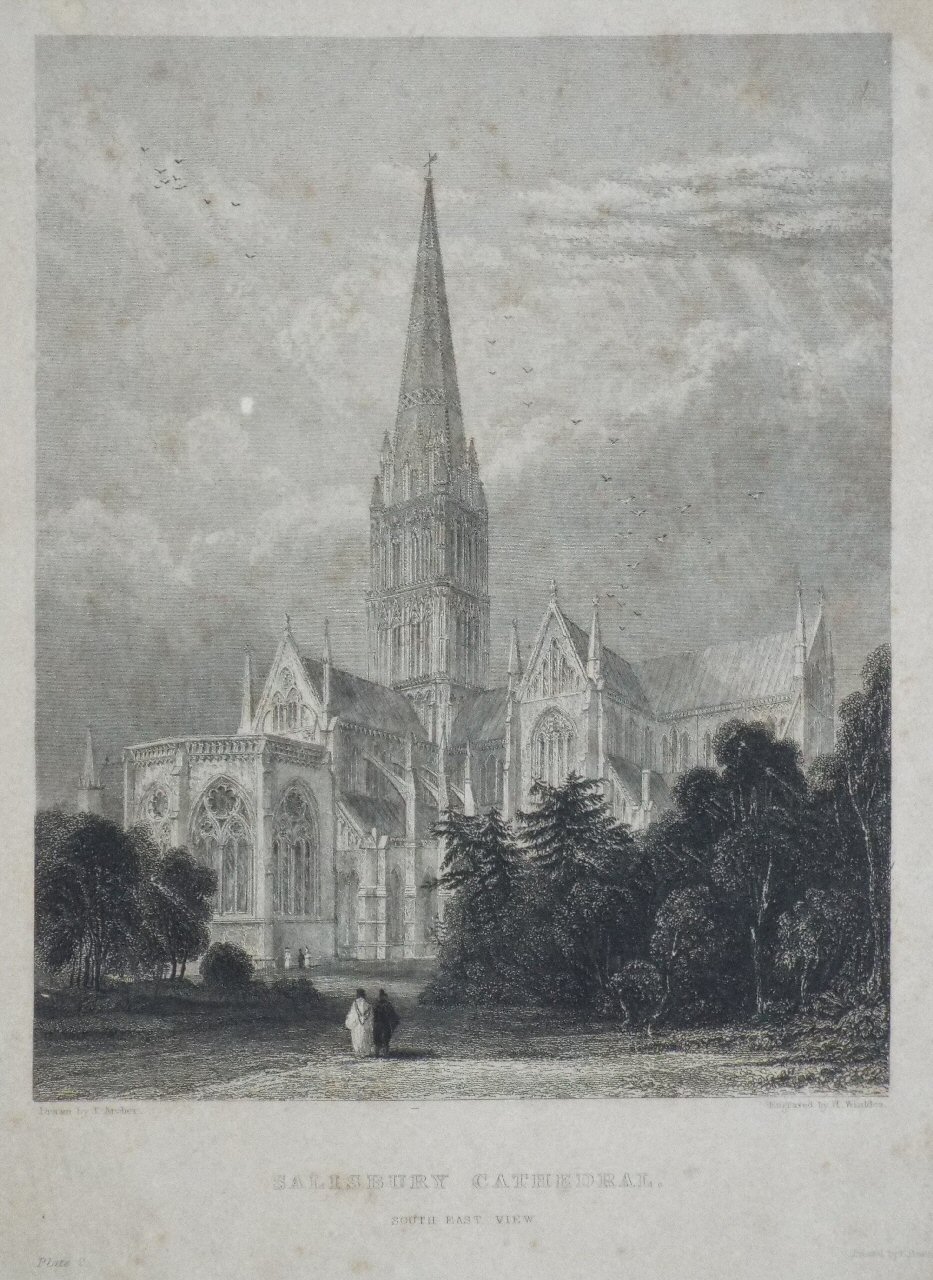 Print - Salisbury Cathedral S.E. View - Winkles